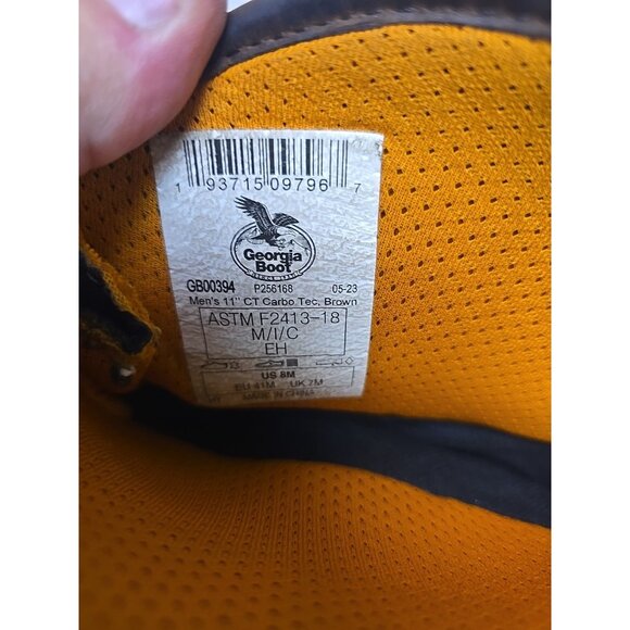 Georgia Boot Men's 11" Composite Toe WP Back-Zip Wellington Boot GB00394 Size 8M - Picture 3 of 7